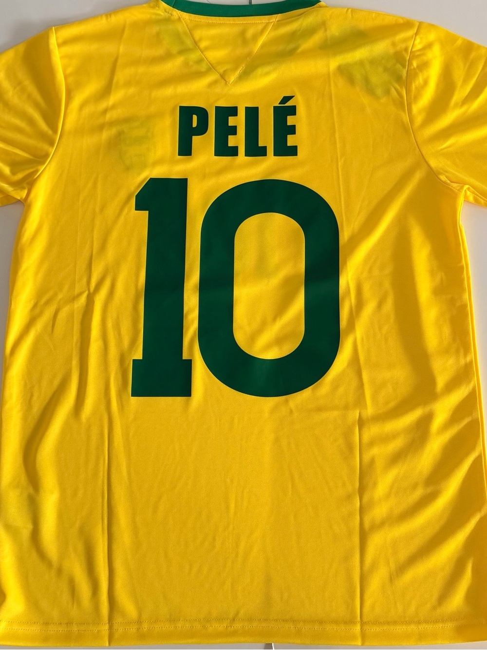 Yellow Pelé #10 Soccer Jersey - Green Number